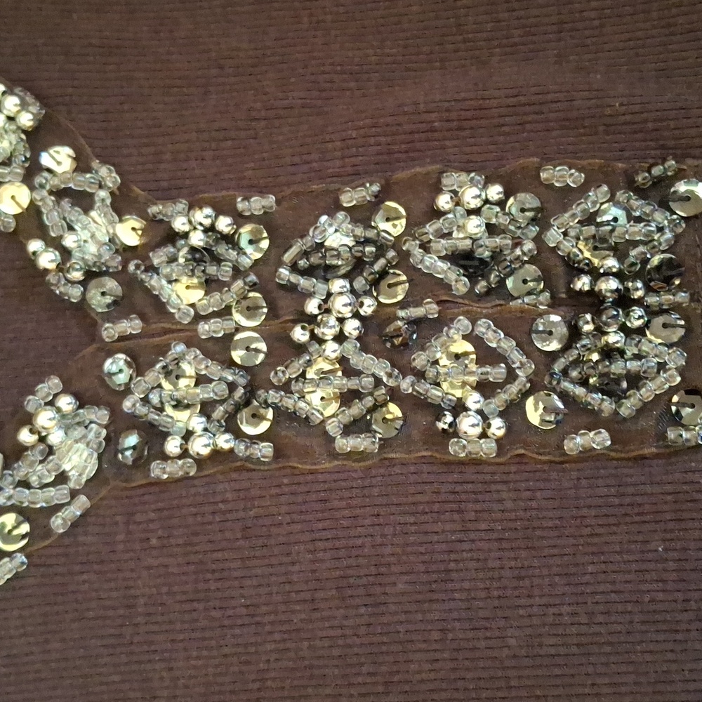 Embellished Deep Chocolate Sleeveless Top - Picture 6 of 6